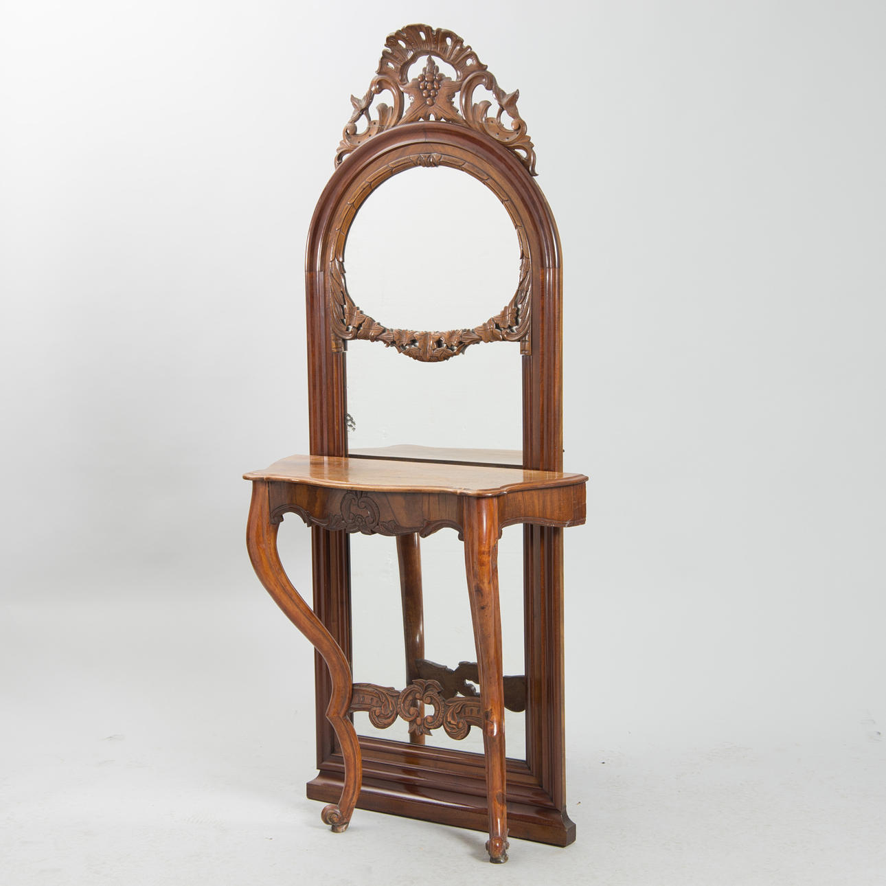 SPEGEL MED KONSOL, mahogny, rokokostil, tidigt 1900-tal.