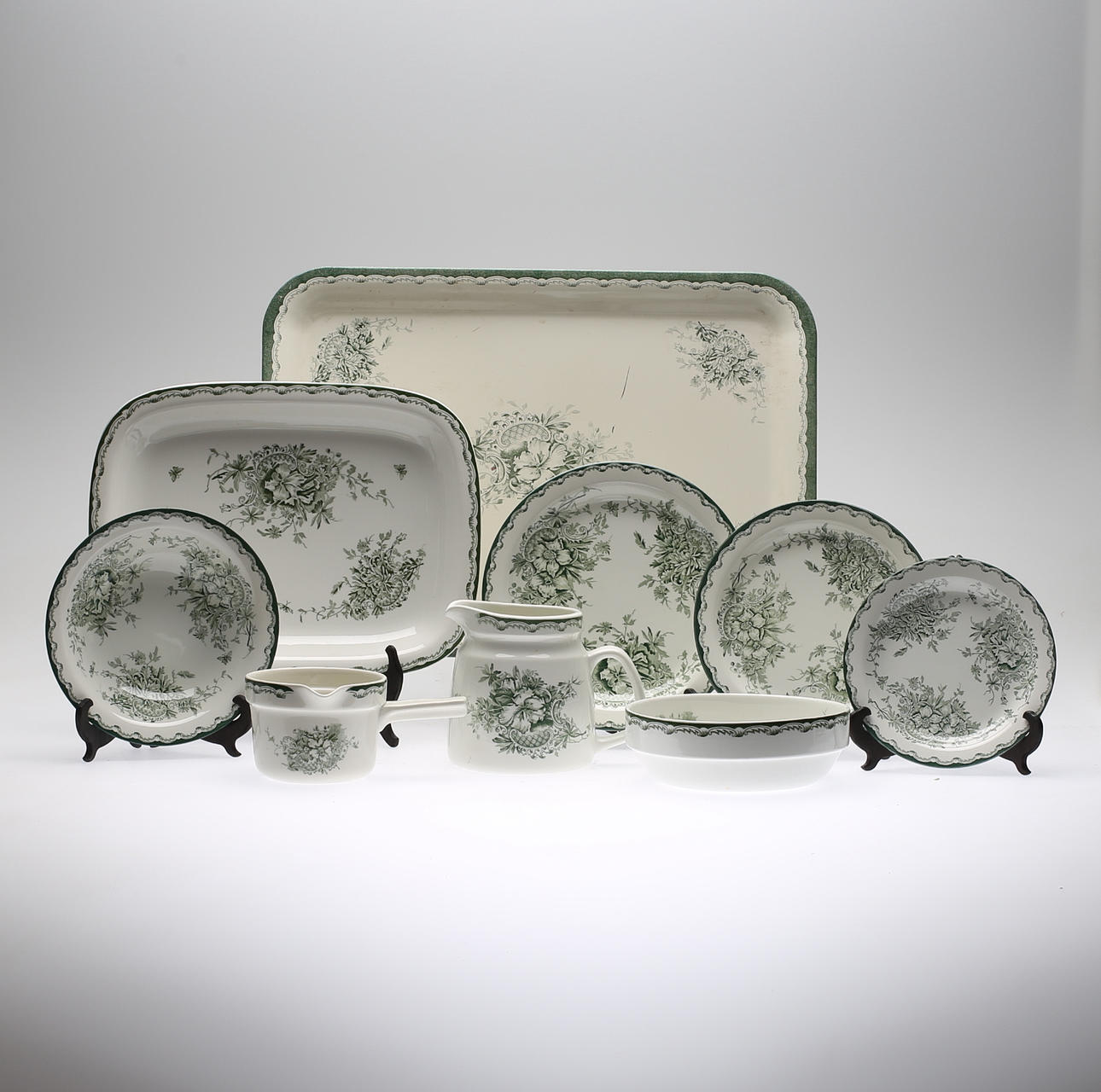 MATSERVISDELAR, 36 delar, porslin, "Grön Anna", Rörstrand.