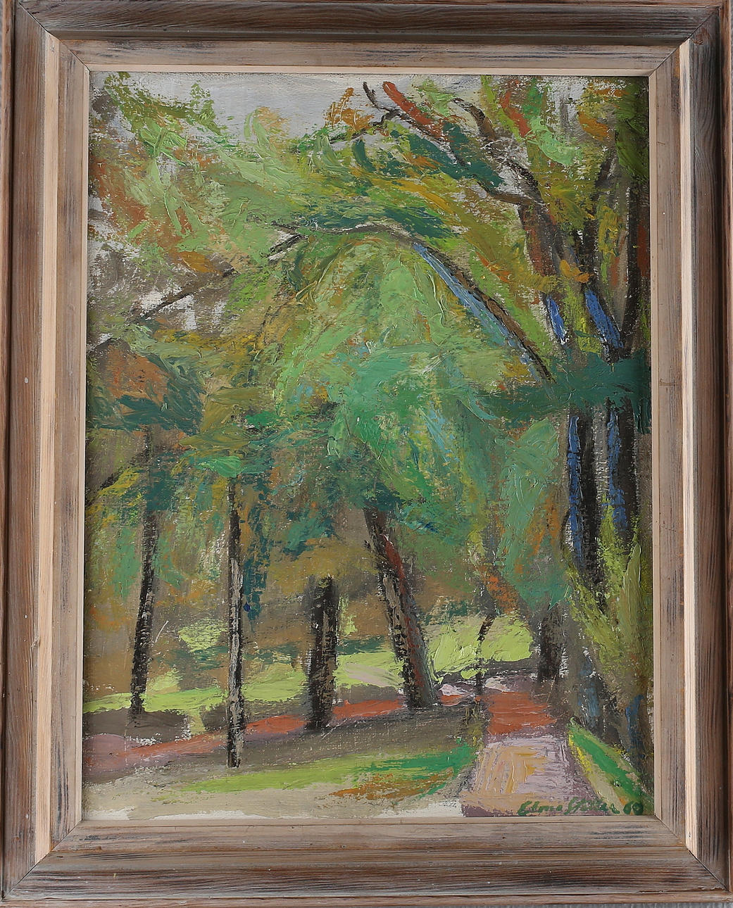 ELMO STILLER. Parklandskap, olja på duk, signerad samt daterad -60.