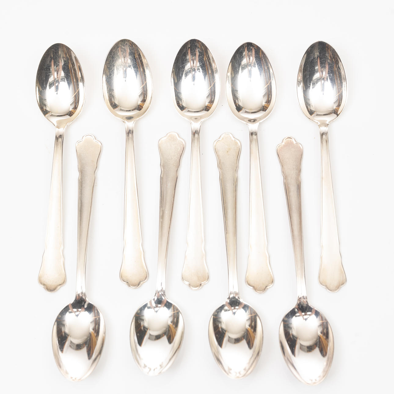 COFFEE SPOONS, 9 pcs, silver, GAB.