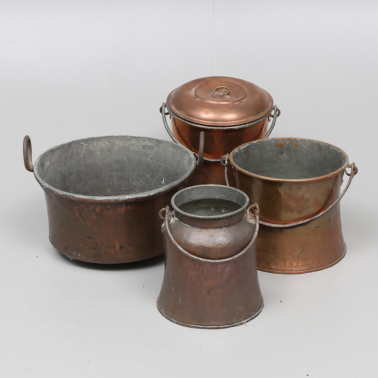 KRUKOR, 4 st, koppar, 1800-tal.