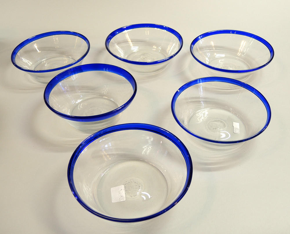 6 SMÅ BIEDERMEIER GLASSKÅLAR.