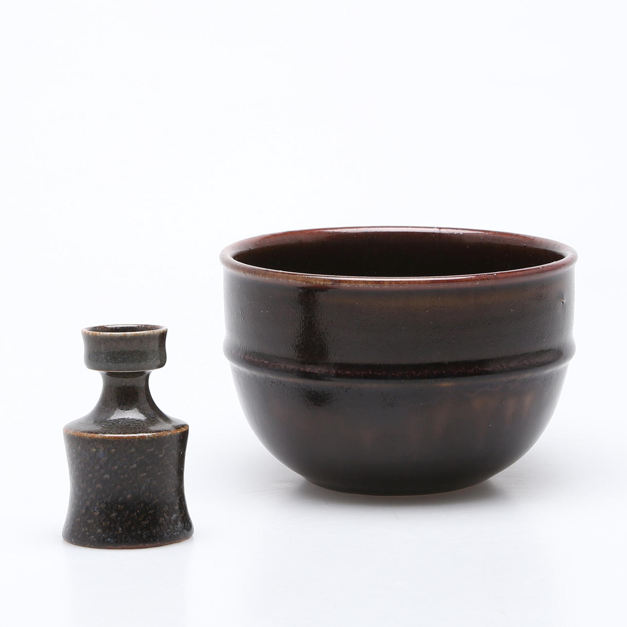 STIG LINDBERG. Skål & Vas, stengods, Gustavsberg studio, unika.