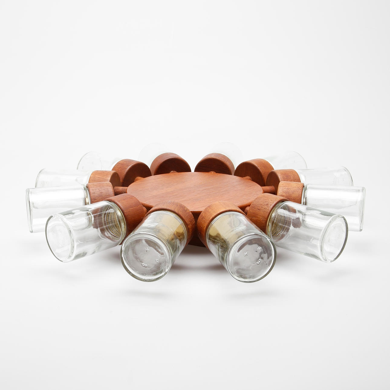 KRYDDSNURRA, teak och glas, Digsmed, Danmark, 1960-tal.