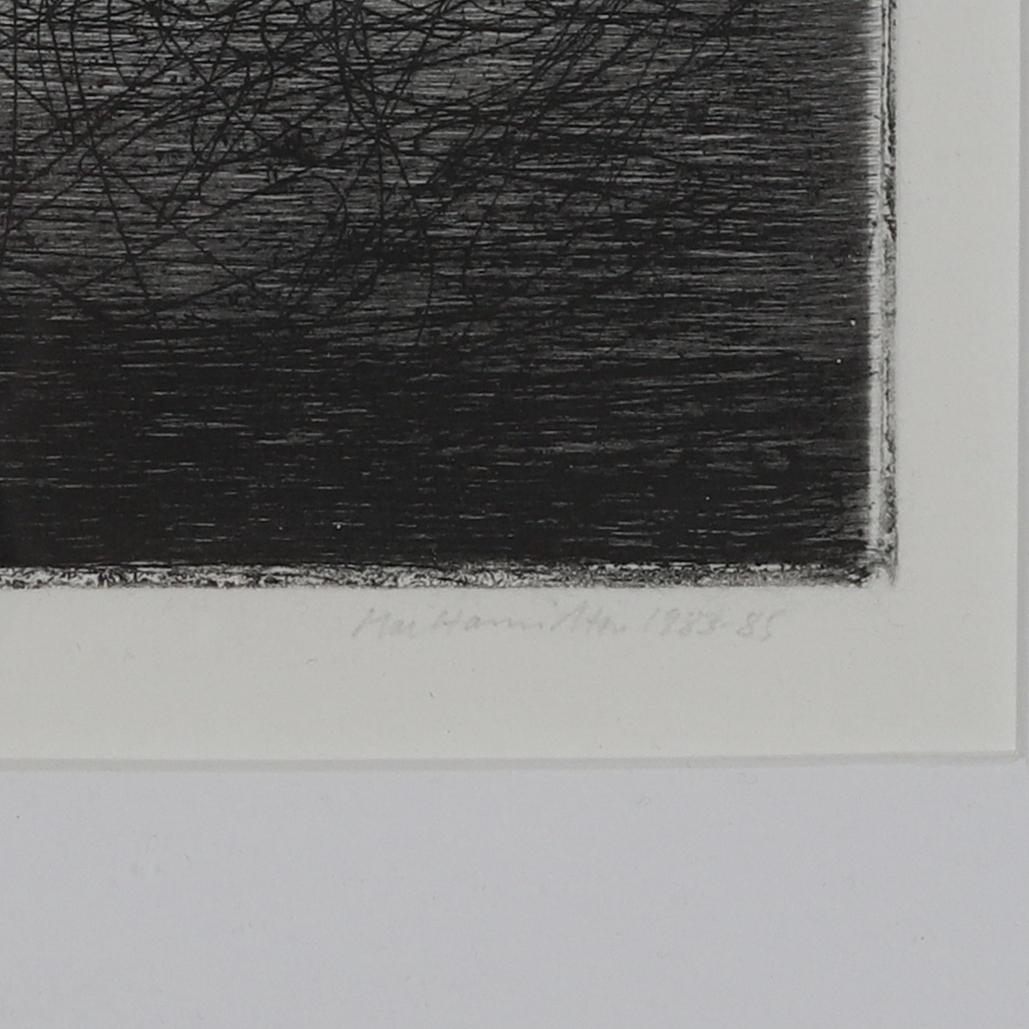MAC HAMILTON. (1952). Hus med torn, etsning, signerad och daterad ...