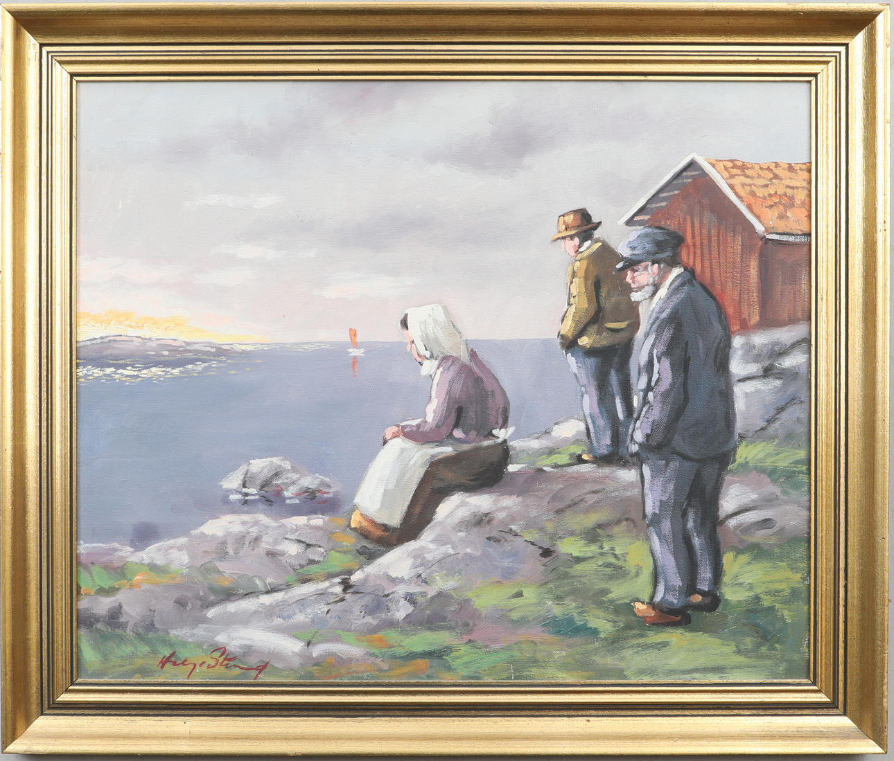 HELGE STRAND. Oil on canvas, signed.