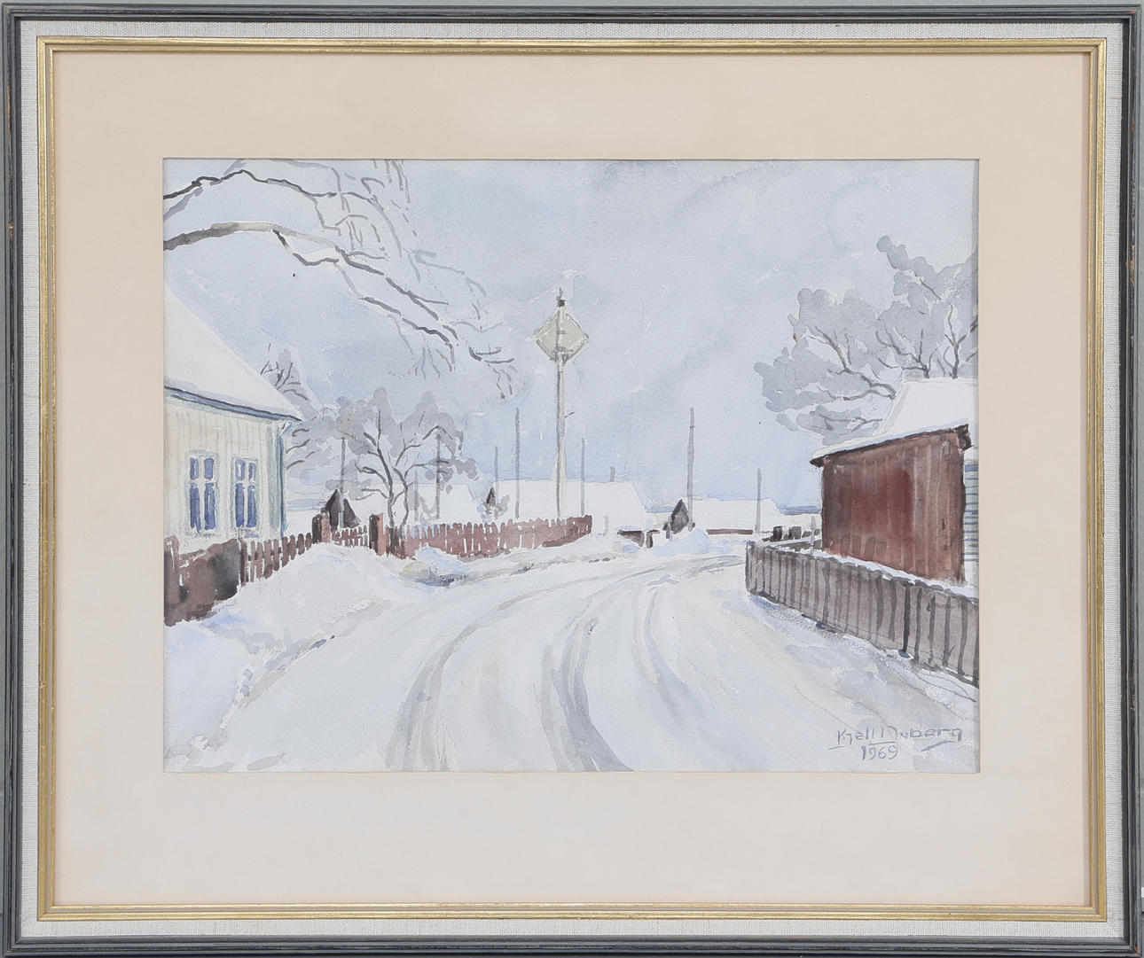 KJELL DYBERG. Vintermotiv, Kalmar, akvarell, signerad o daterad Kjell Dyberg.