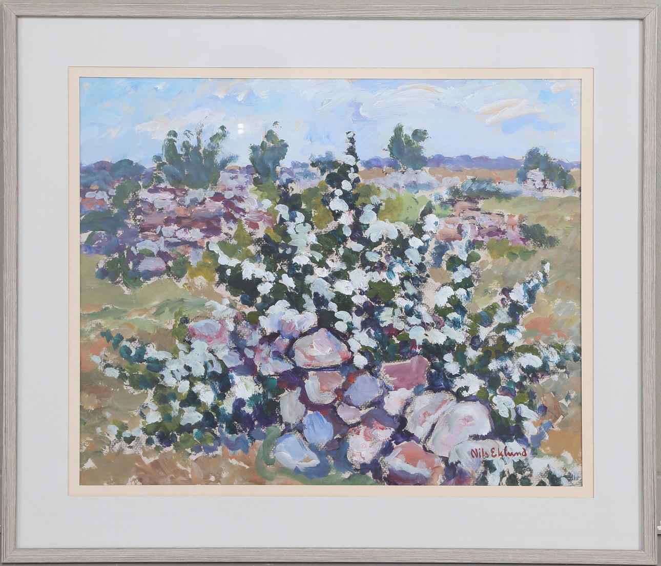 NILS EKLUND. "Stenåsa". Olja på papper, signerad.