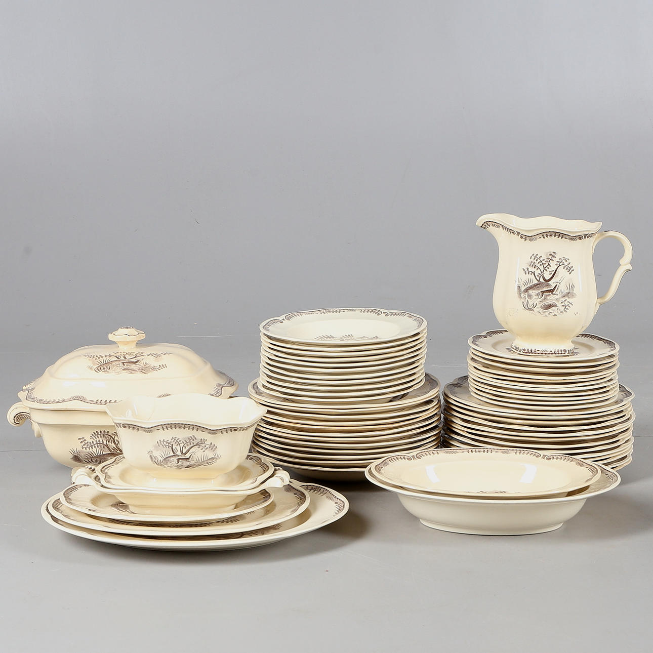 MATSERVIS, ca 56 delar, flintgods, "Tibet", Arthur Percy, Gefle, 1930/40-tal.