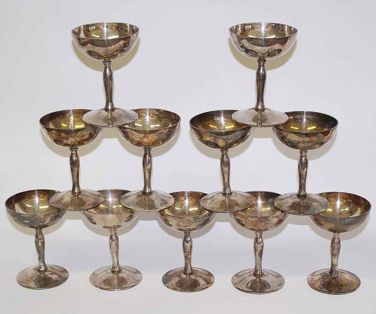 DESSERTSKÅLAR, 11 st, Nysilver, BADISCHE WMF PFORZHEIM.