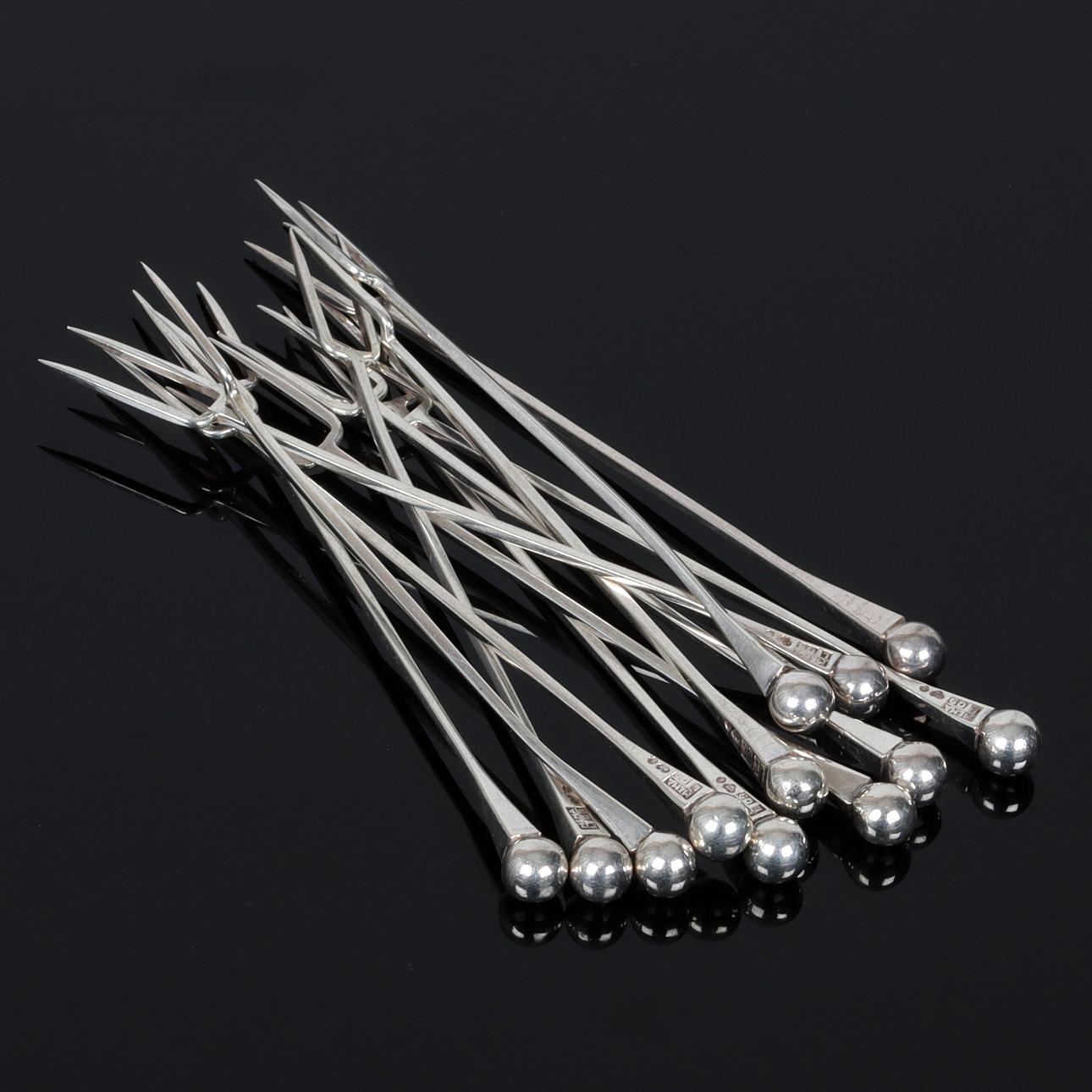 COCKTAILGAFFLAR, 12 st, silver, MEMA. Vikt 40 gram.