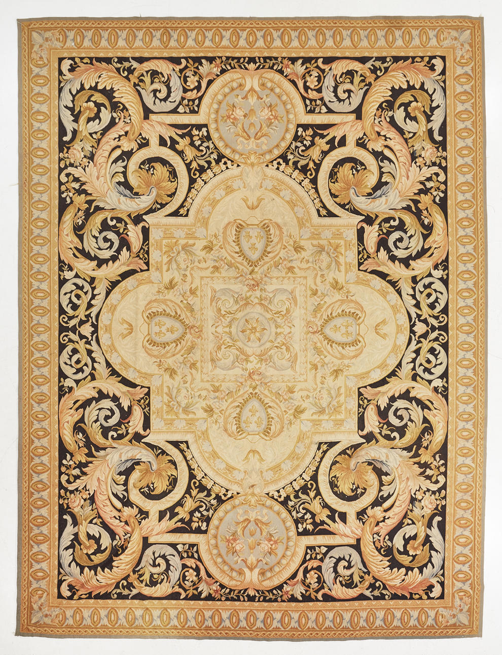 BRODERAD MATTA, Efter Aubusson-matta. 1900-tal. ca 365x268 cm.