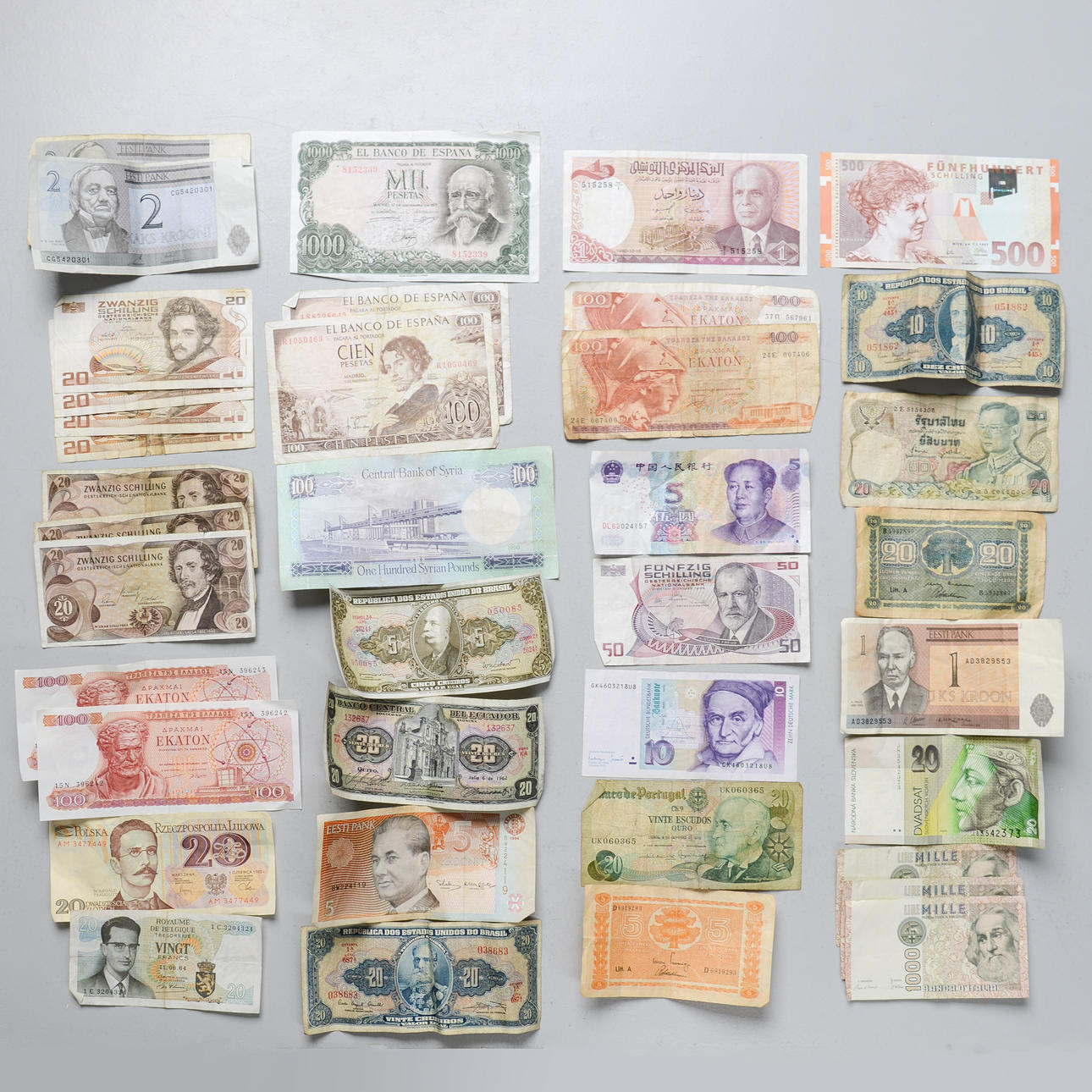 UDENLANDSKE PENGESEDLER, 36 stk.