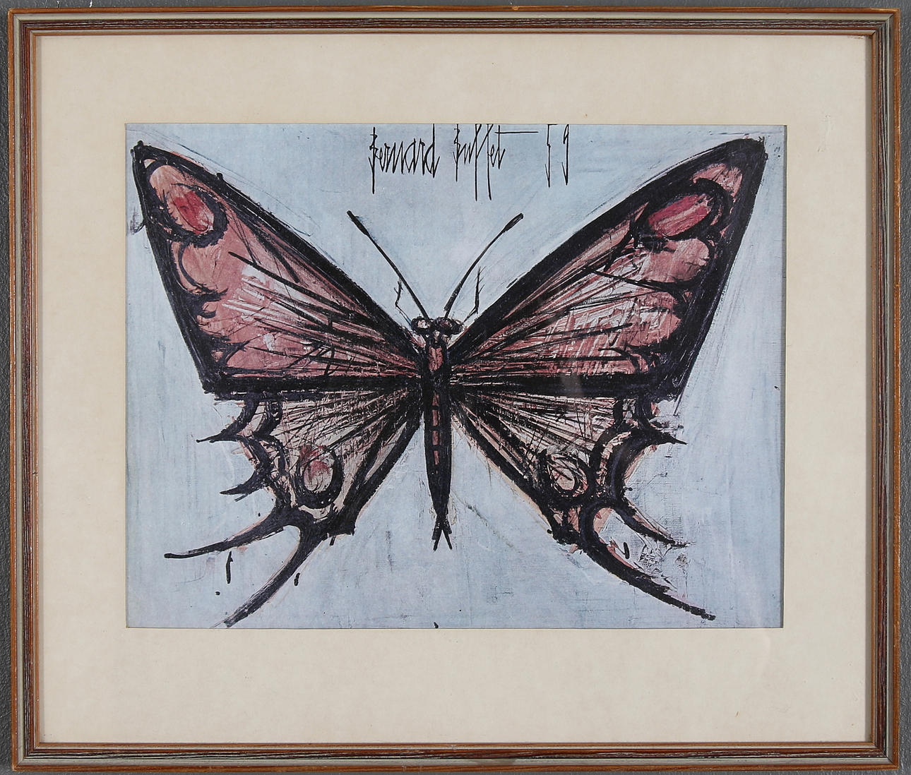 BERNAD BUFFET. EFTER. Fjäril, signerad och daterad -59 i tryck.