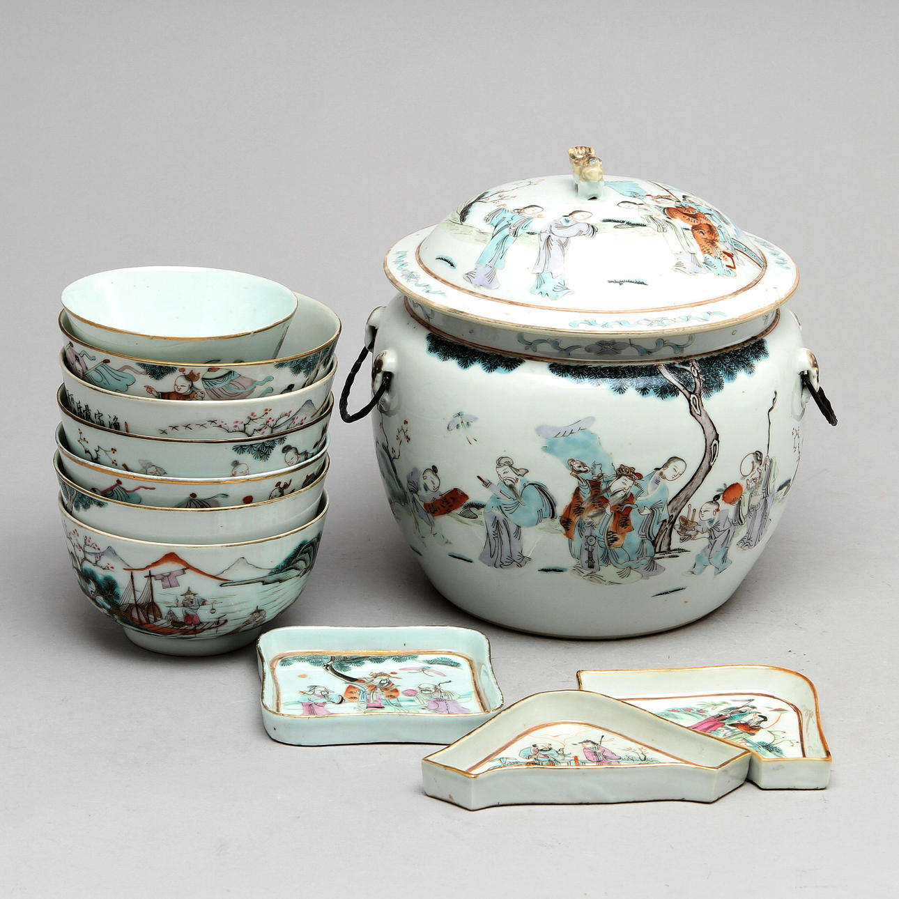 KERAMIK, 11 delar, porslin, Kina, 1800/1900-tal.