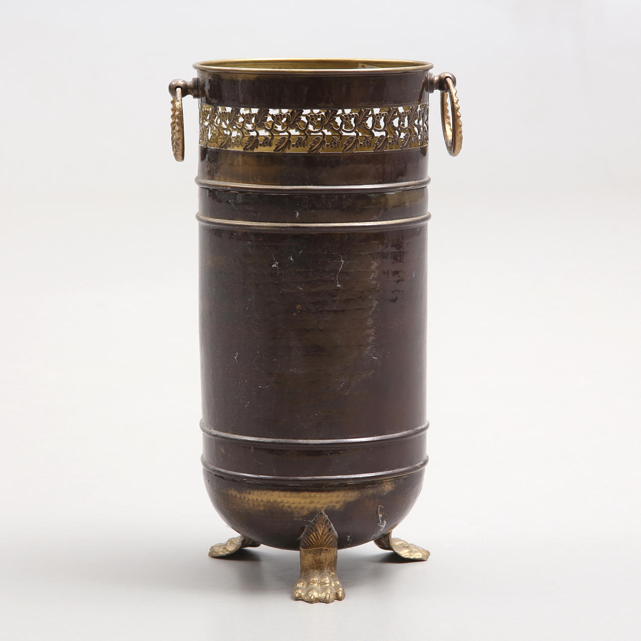 An umbrella stand, brass, 20th century.