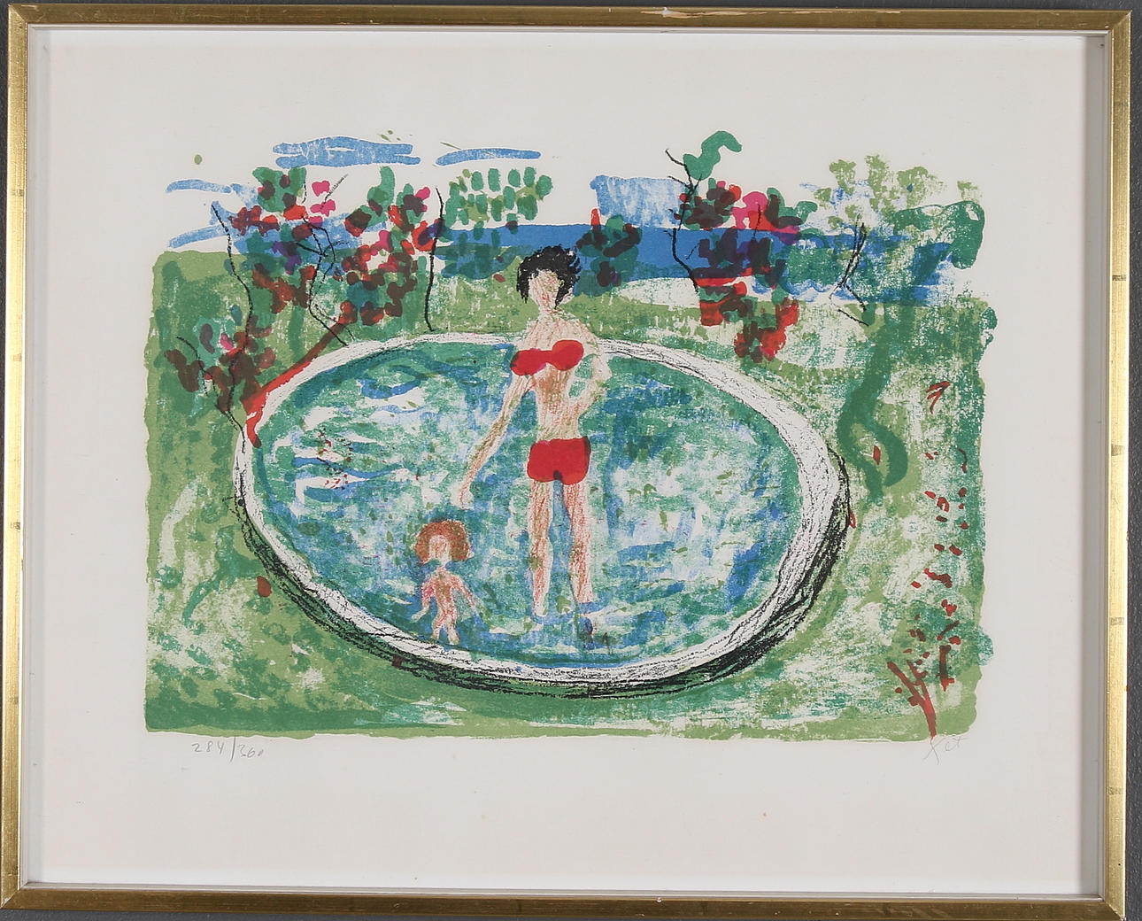 SVEN X:ET ERIXSON. Badande kvinna, litografi, signerad och numrerad 284/360.