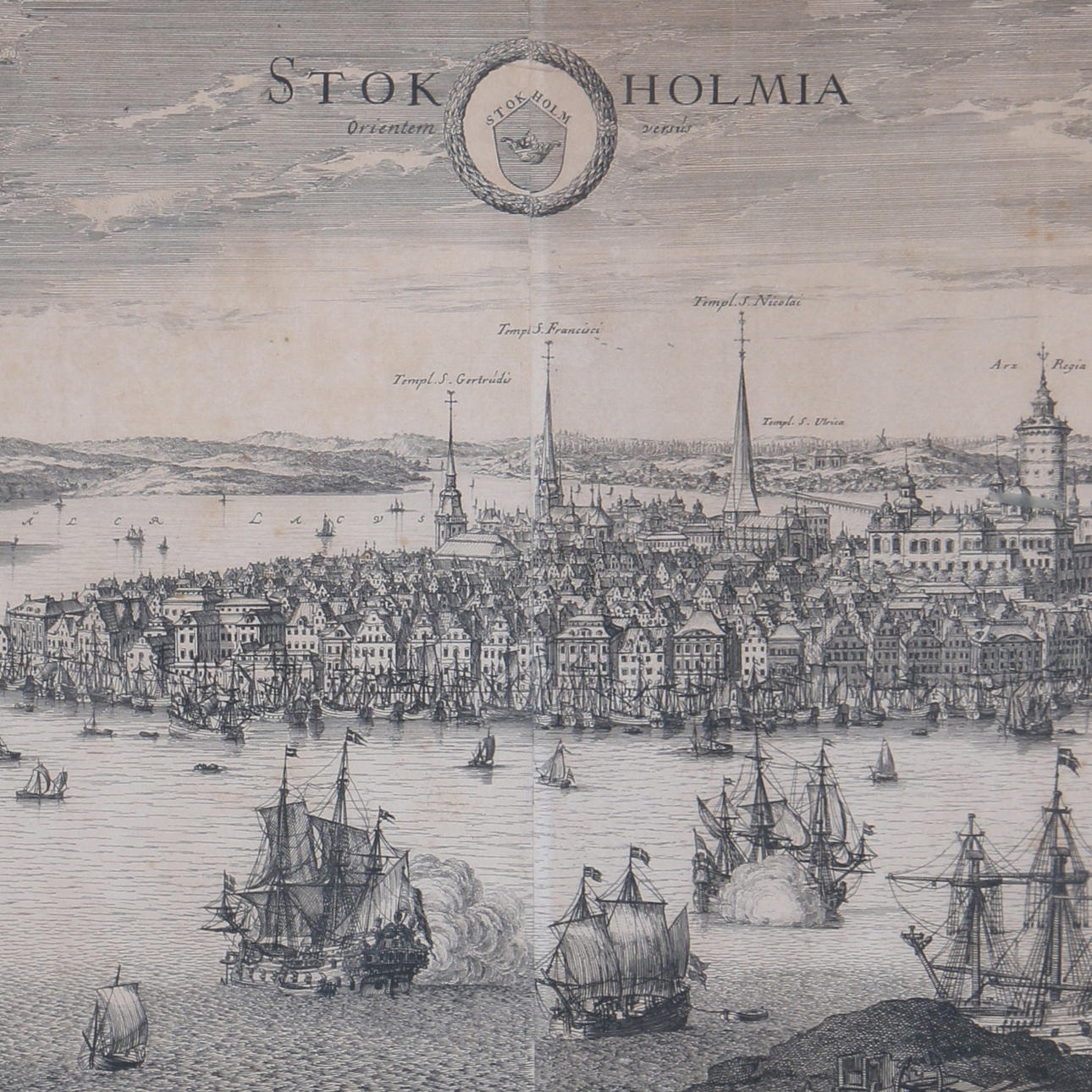 W SWIDDE. EFTER. Etsning, Stokholmia Orienten Versus 1693, 1800-tal.