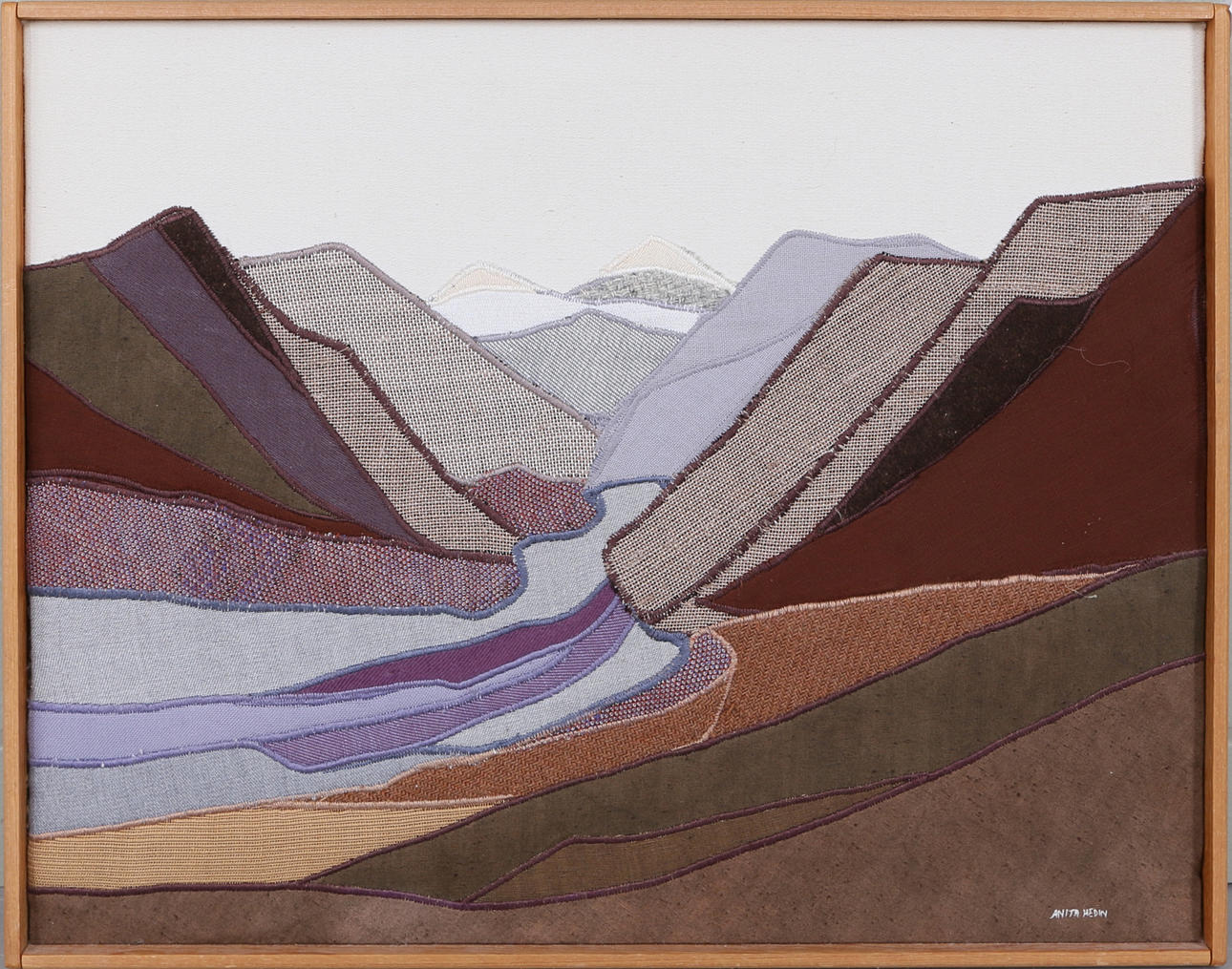 ANITA HEDIN. "Fjällandskap", textiltavla, signerad.