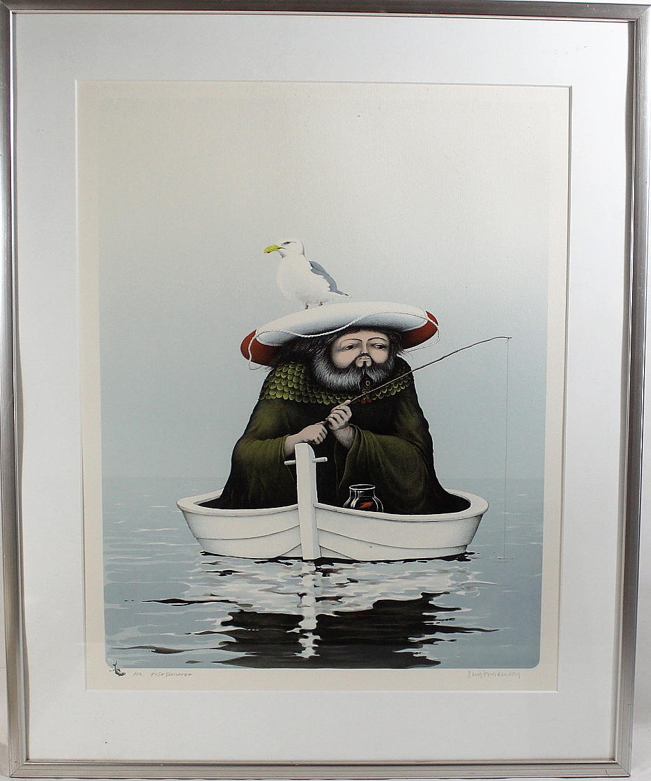 BENGT NORDENBORG. färglitografi, " fisksamaken " signerad.