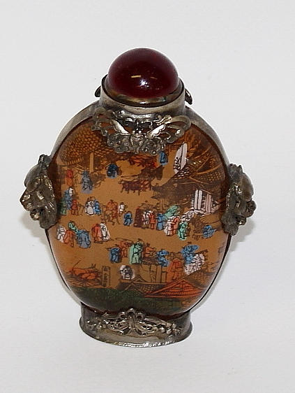 SNUSFLASKA, Kina, glas och metall, 1900-tal.