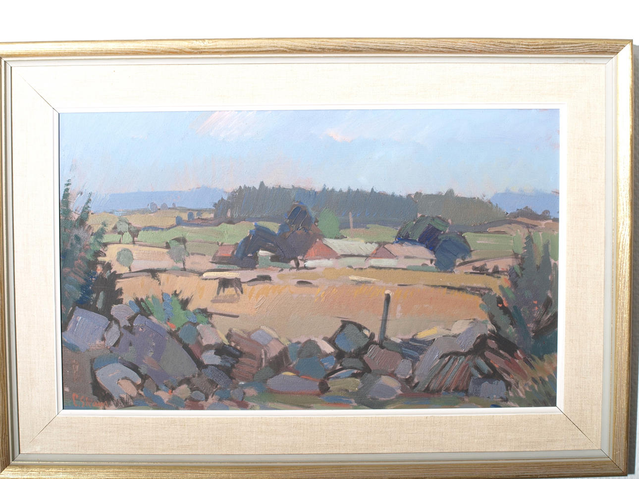 ESKIL SKANS. Olja på pannå, Landskapsvy, signerad E Skans.