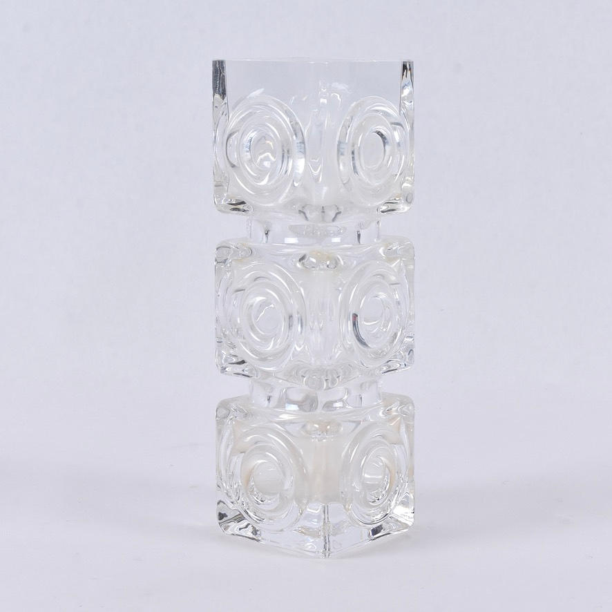 BENGT EDENFALK. Vase, crystal, Skruf, signed.