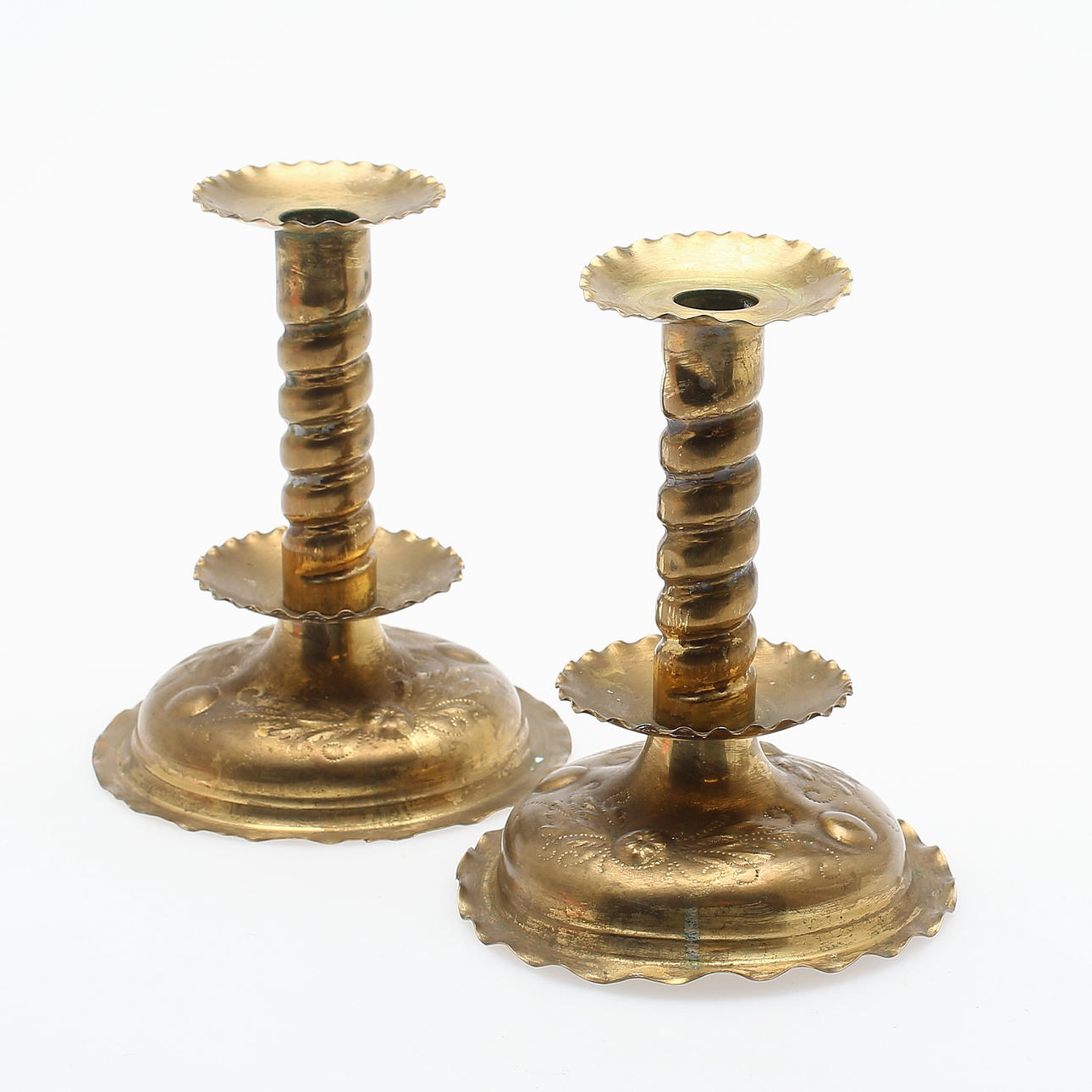 LJUSSTAKAR, ett par, barockstil, mässing/gulmetall, 1900-tal.