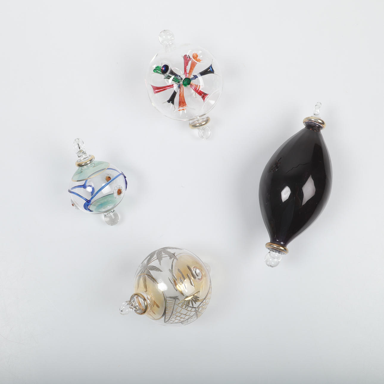 JULGRANSKULOR, 4 stycken, glas, 1900-tal.