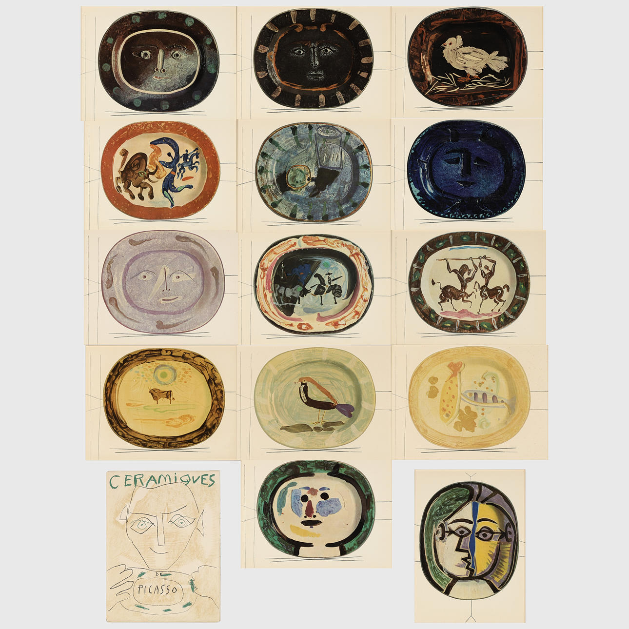 PABLO PICASSO. “Céramiques de Picasso”, a set of 14 framed prints