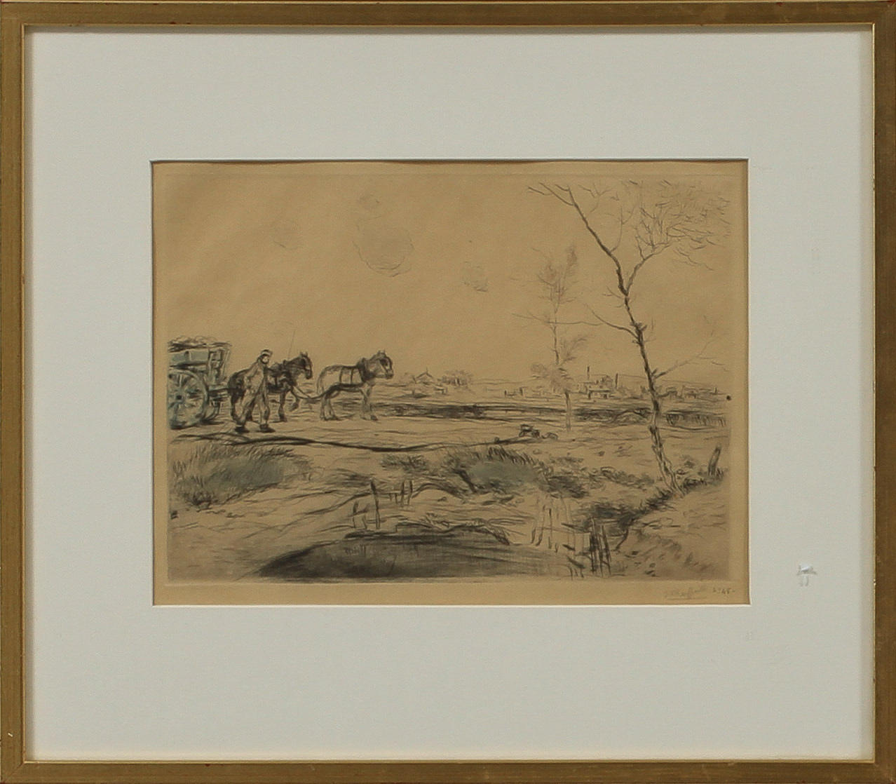 JEAN-FRANCOIS RAFFAELLI. "Paysage de Banlieue", torrnål, signerad.