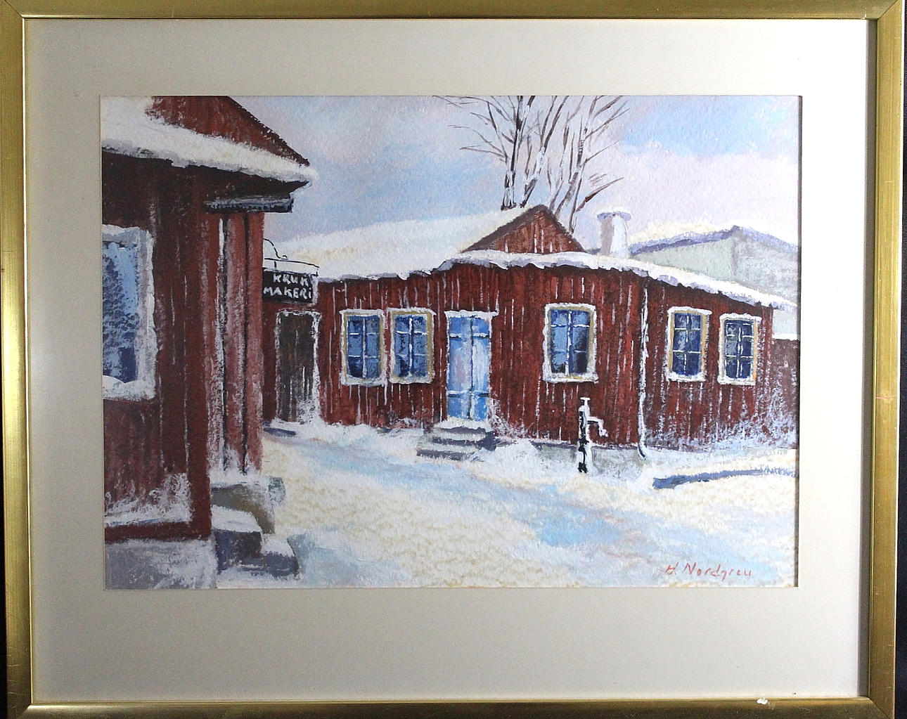 OIDENTIFIERAD KONSTNÄR. blandteknik, krukmakeri, signerad H Nordgren.