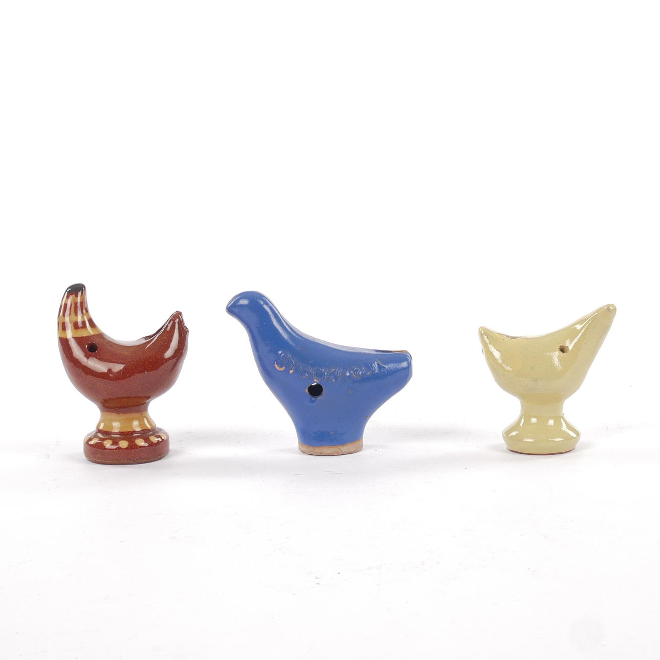 LERGÖKAR, 3 pcs, ceramic, blue signed.