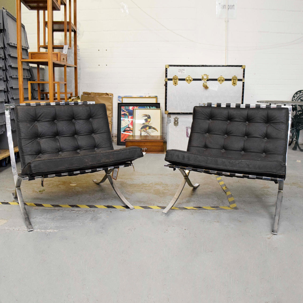 ATTRIBUTED TO KNOLL BARCELONA CHAIRS (2). Furniture - Armchairs ...