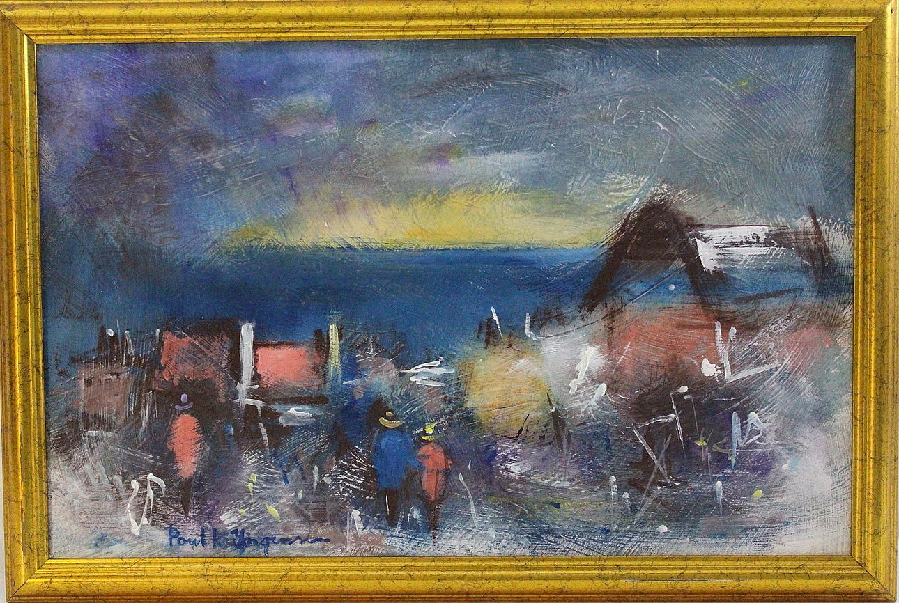PAUL K JÖRGENSEN. olja på pannå, kustmotiv Bornholm, signerad.
