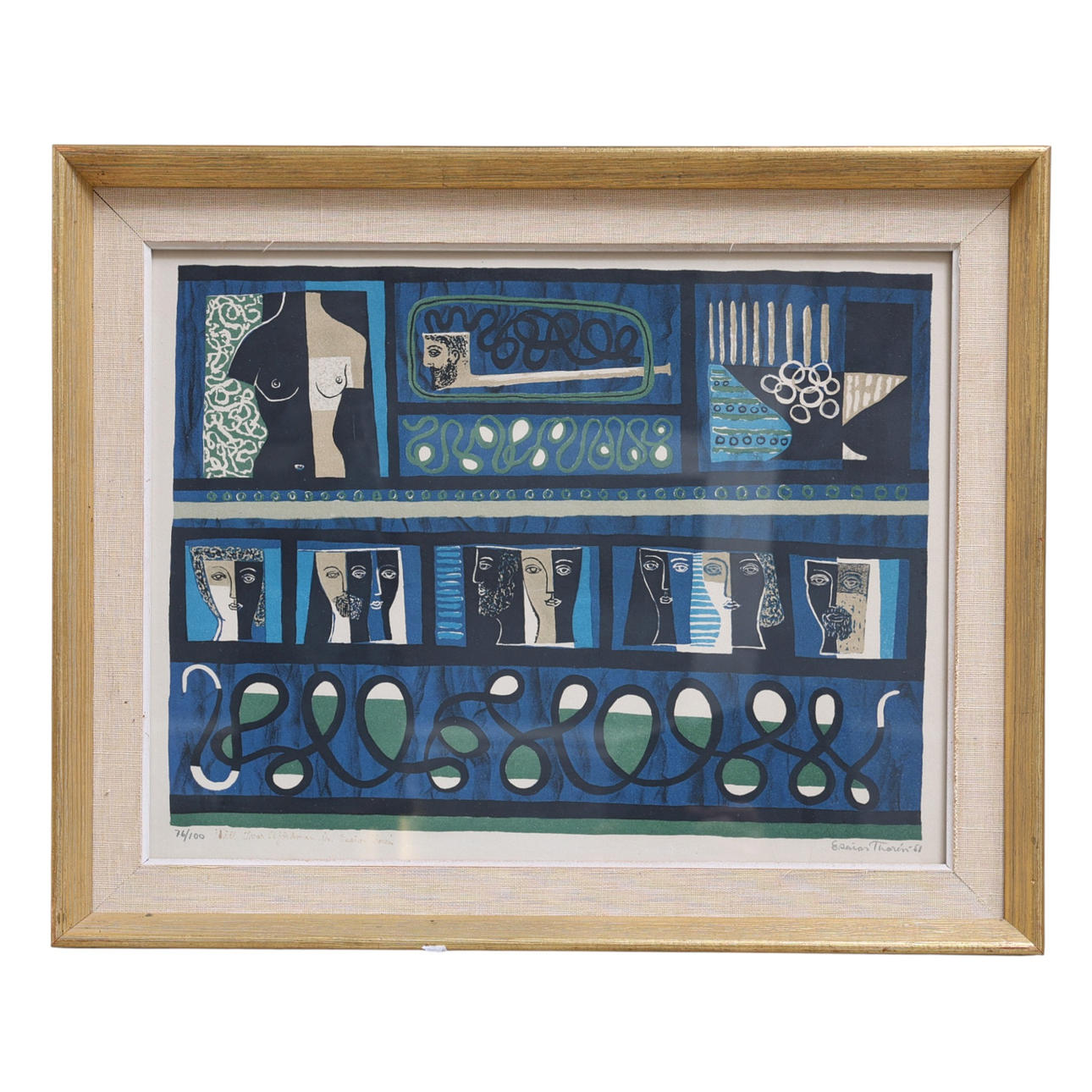 ESAIAS THORÉN. Composition, lithograph, signed, dated -51 and numbered 76/100.