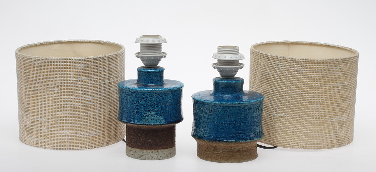 BORDSLAMPOR, 2 st, keramik, Inger Persson, Rörstrand, 1900-tal.