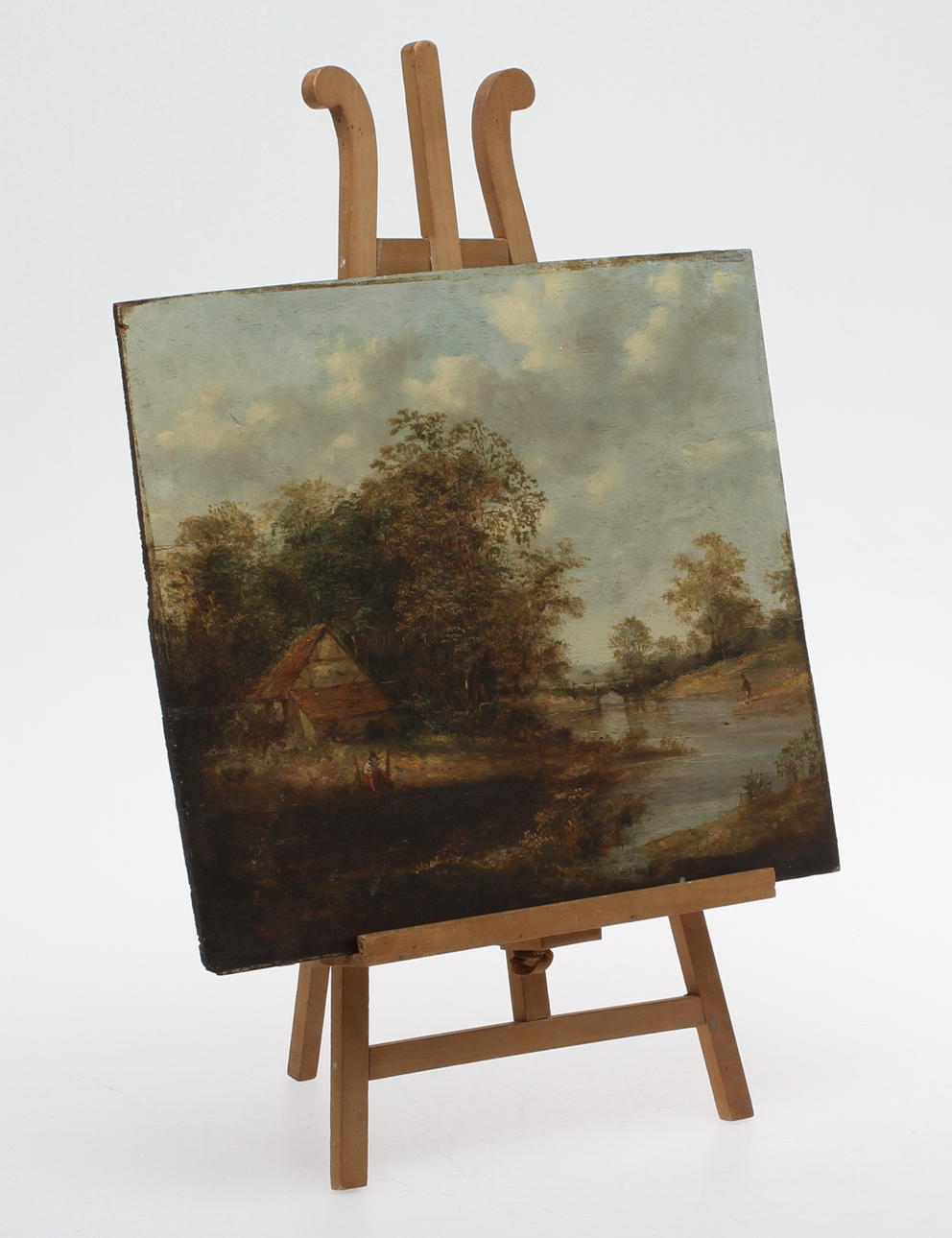 PATRICK NASMYTH. Landskap med stuga, olja på pannå, signerad P. Nasmyth, omkring 1800.