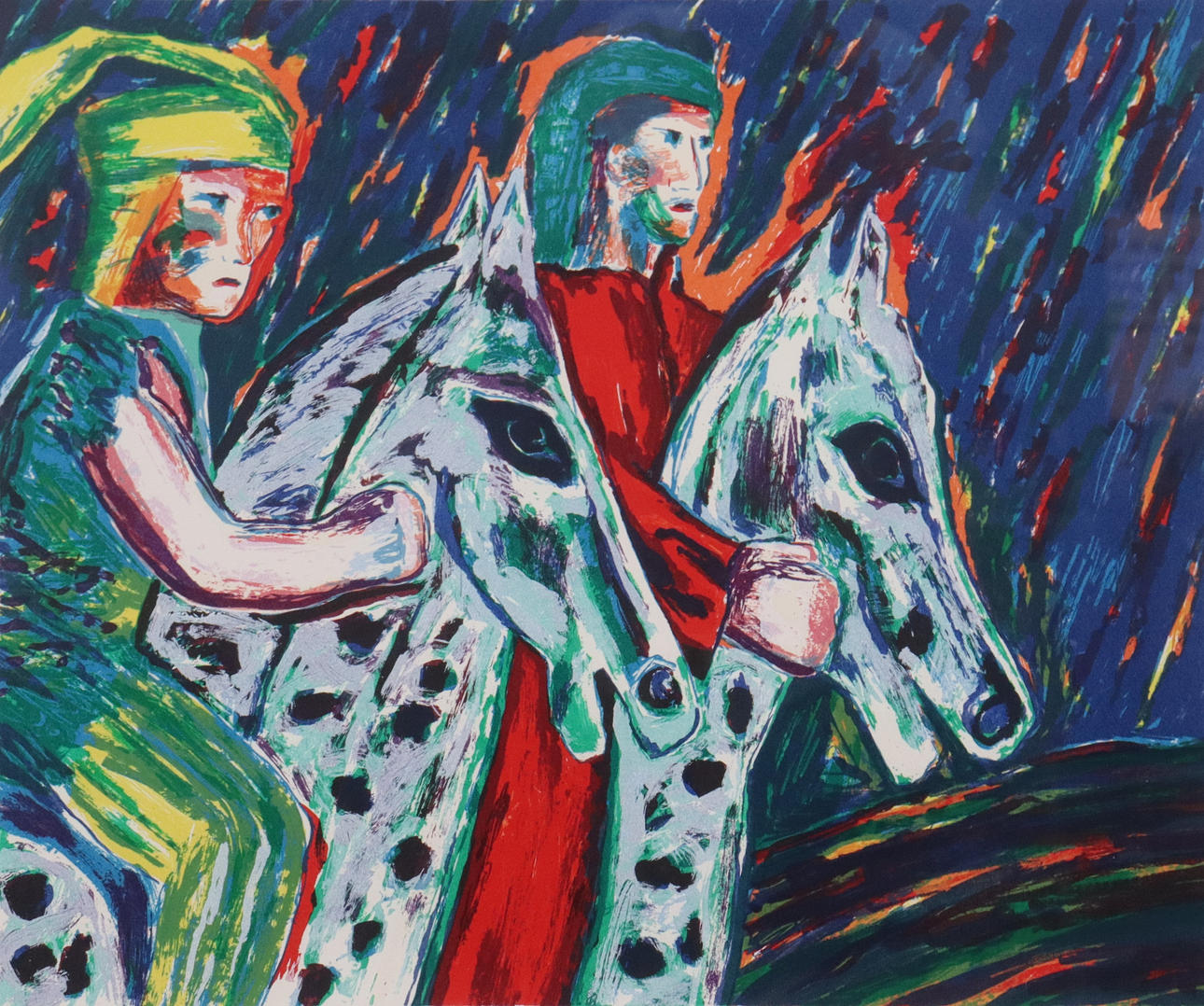 NILS ANDRÉ MALMSTRÖM, lithograph, rider.