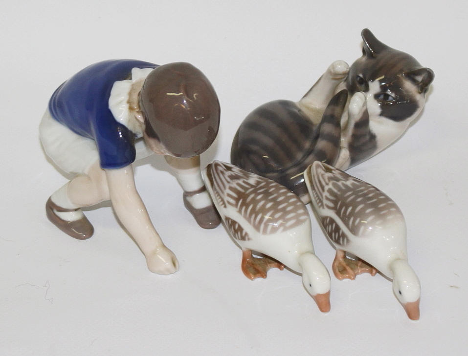 figuriner 4 st, Royal Copenhagen, Bing Gröndal.