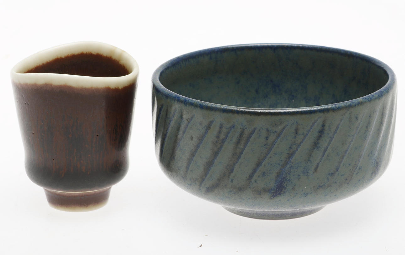 SKÅLAR, 2st, stengods, Stålhane och Saxbo.