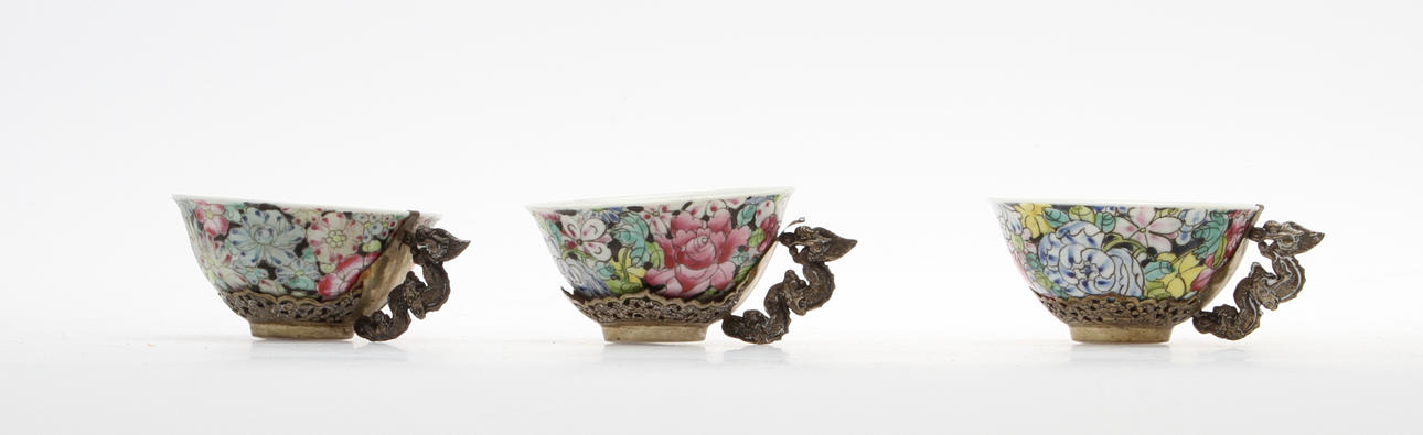 KOPPAR, 3 st. "Mille Fiori", Kina, 1900-tal.