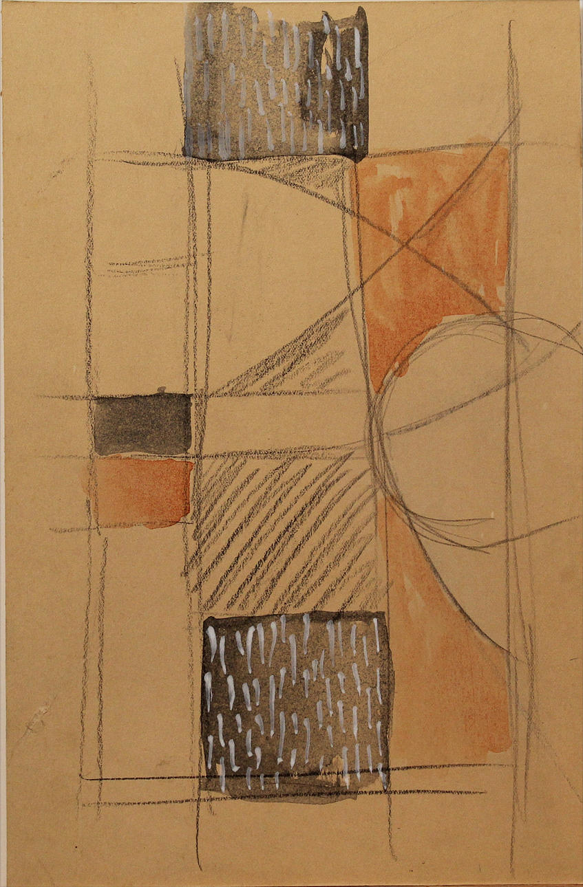 FRANCISKA CLAUSEN. TILLSKRIVEN. Komposition. Guache på papper. Osignerad.