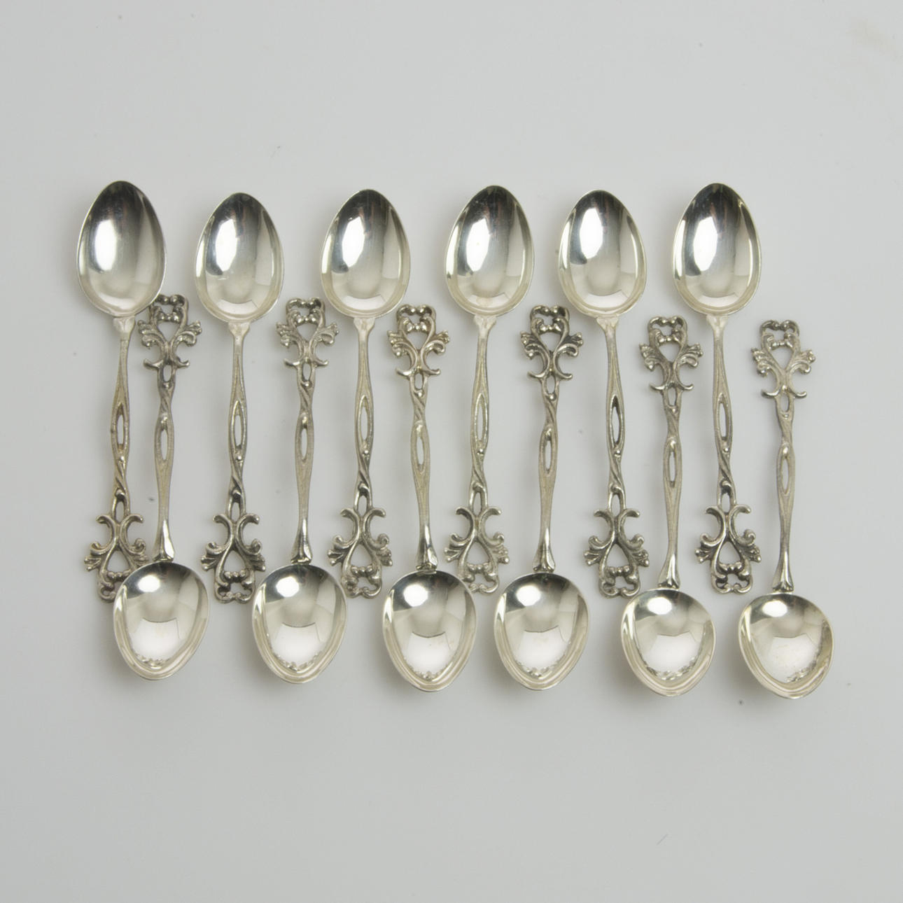 KAFFESKEDAR, 12 stycken, silver.