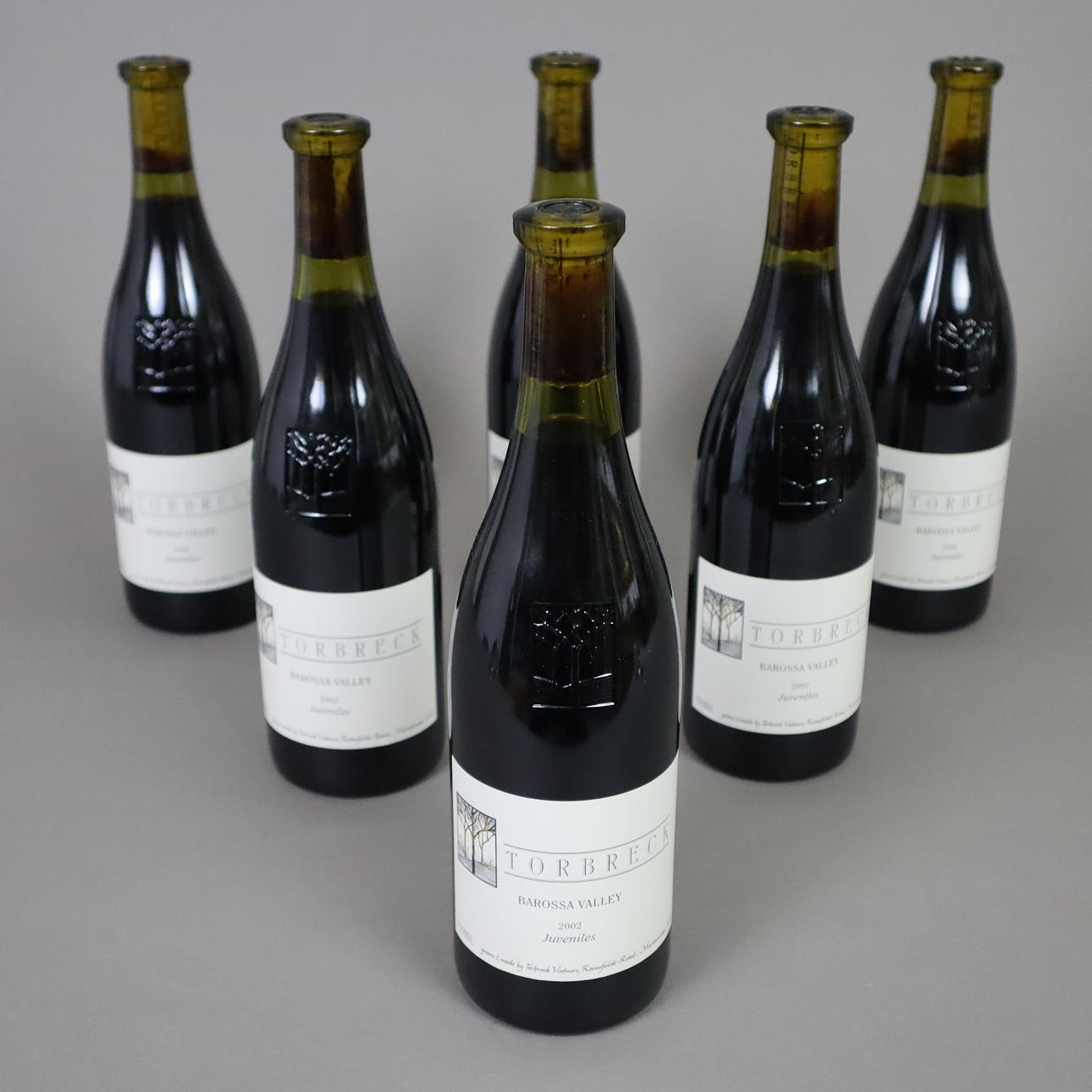 6 RED WINE BOTTLES, 2002 TORBRECK JUVENILES.