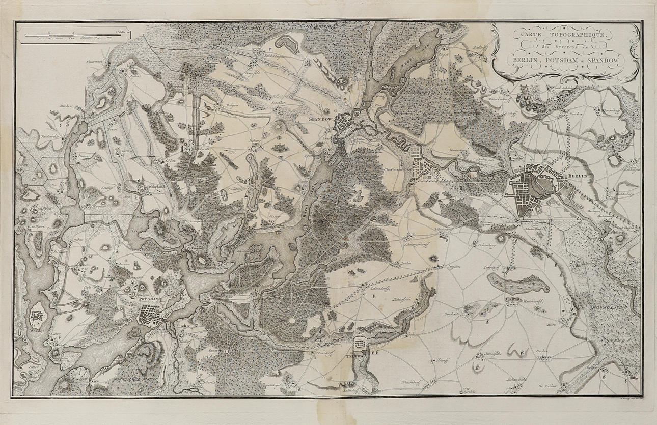 MAP, copperstick, “Topographique des environs de Berlin, Potsdam & Spandow. Klockhoff, Amsterdam 1780.