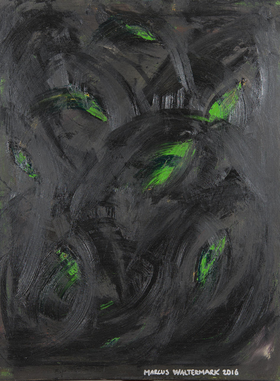 MARCUS WALTERMARK. "Green dragon eyes", olja/akryl på duk, signerad 2016.