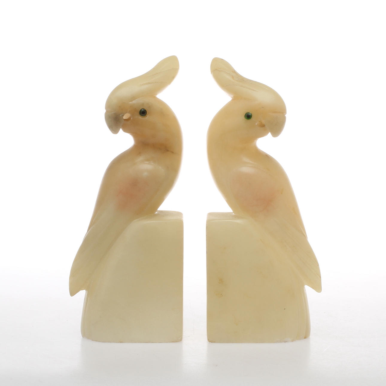 BOKSTÖD, 2 st, alabaster, Italien.