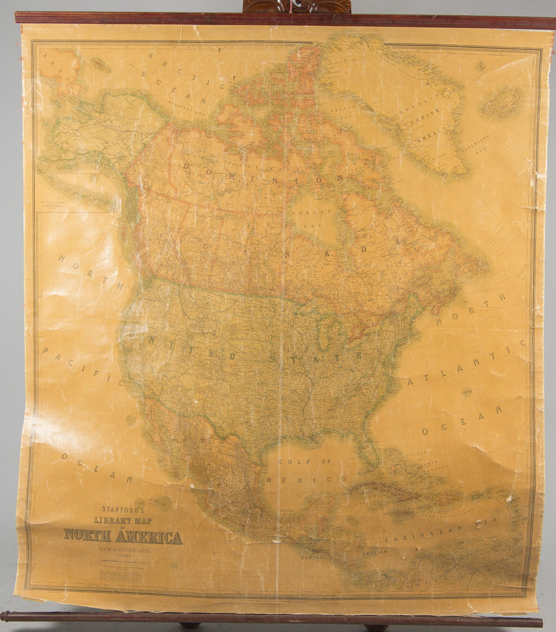 KARTA ÖVER NORDAMERIKA, Edward Stanford, London 1927.