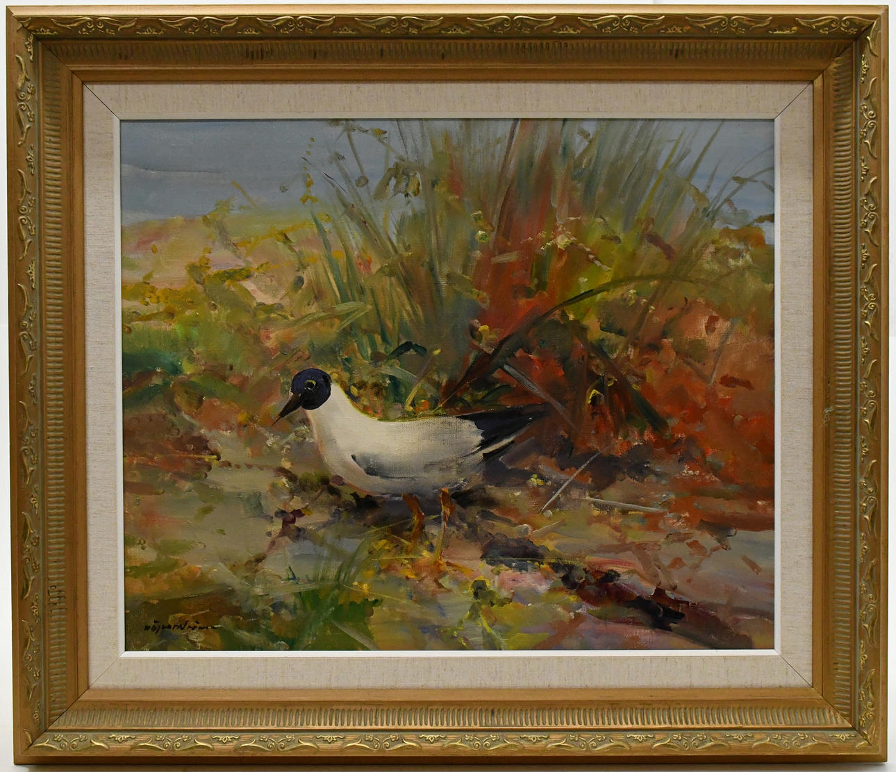 OIDENTIFIERAD KONSTNÄR. Seagull. Oil on canvas.